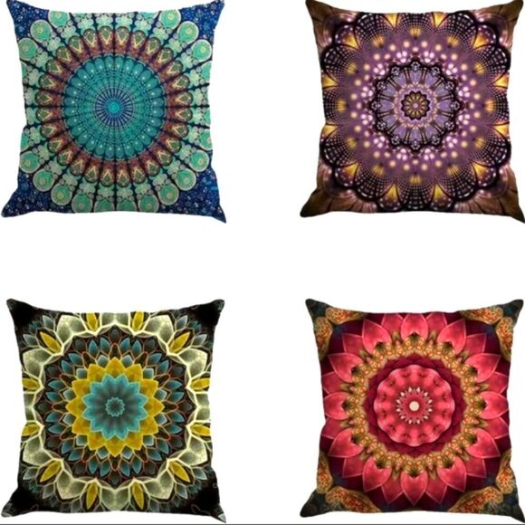 MANDALA boho Throw pillow cover set of 4 bundle pillowcase - Picture 1 of 7